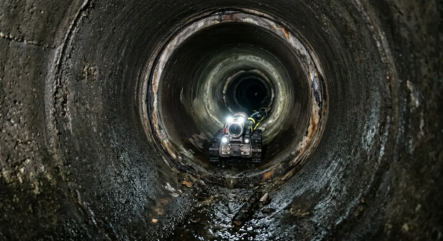 Robotic sewer camera inspecting pipe interior for Drain Snake Service in Muskogee